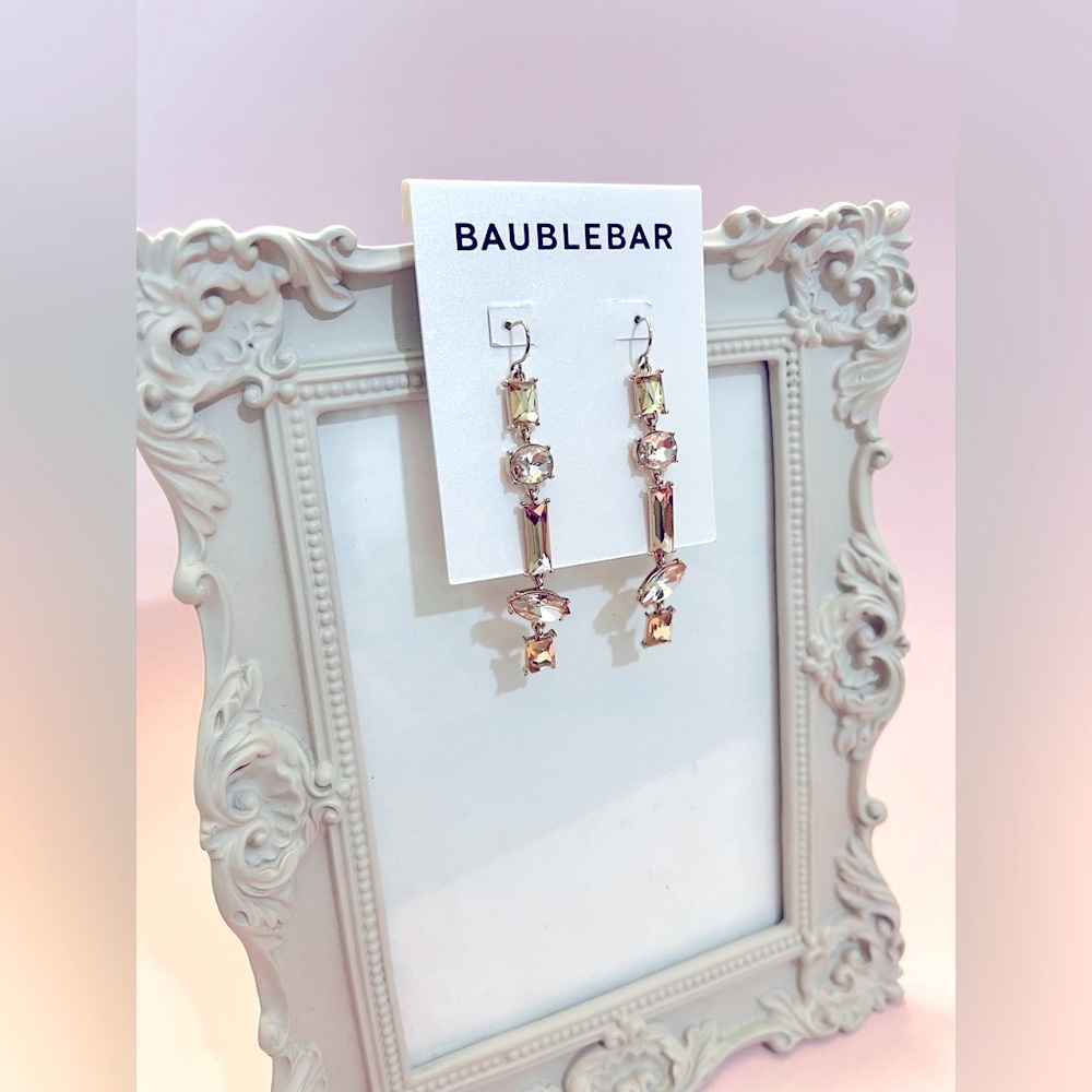 BaubleBar Gold and Pink Geometric Earrings